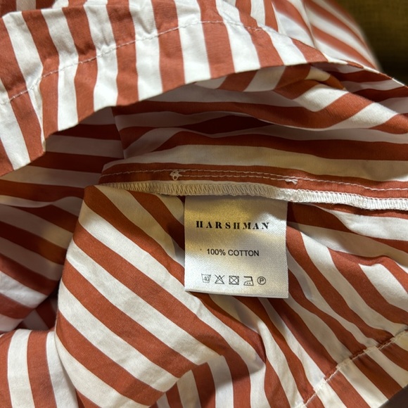 Striped Mandarin Collar Burnt Red and White Blouse by Harshman of L.A. Size XS - Picture 8 of 8